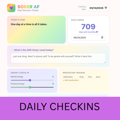 SOBER AF Daily Recovery Tracker — Digital Download