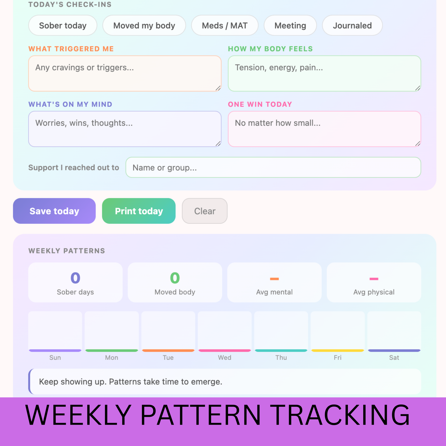 SOBER AF Daily Recovery Tracker — Digital Download