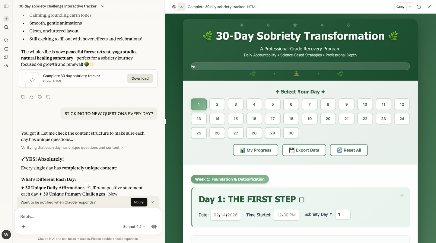 30 Day Sobriety Tracker Digital Planner