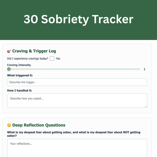 30 Day Sobriety Tracker Digital Planner