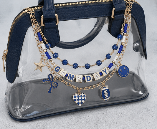 Blue & White Game Day Purse Chain Charm Strap