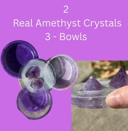 Handmade Amethyst Crystal Resin Dish – Shimmering Glitter Jewelry Holder