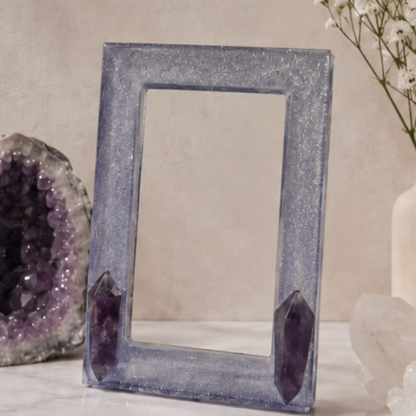 5x7 Amethyst Double Point Crystal Resin Frame