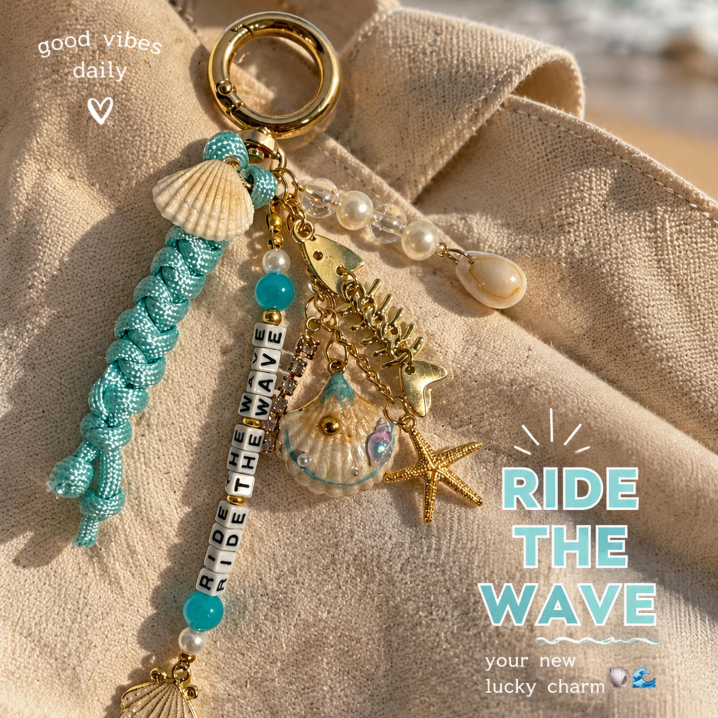 Ride the Wave Keychain Charm  - Healing Charm