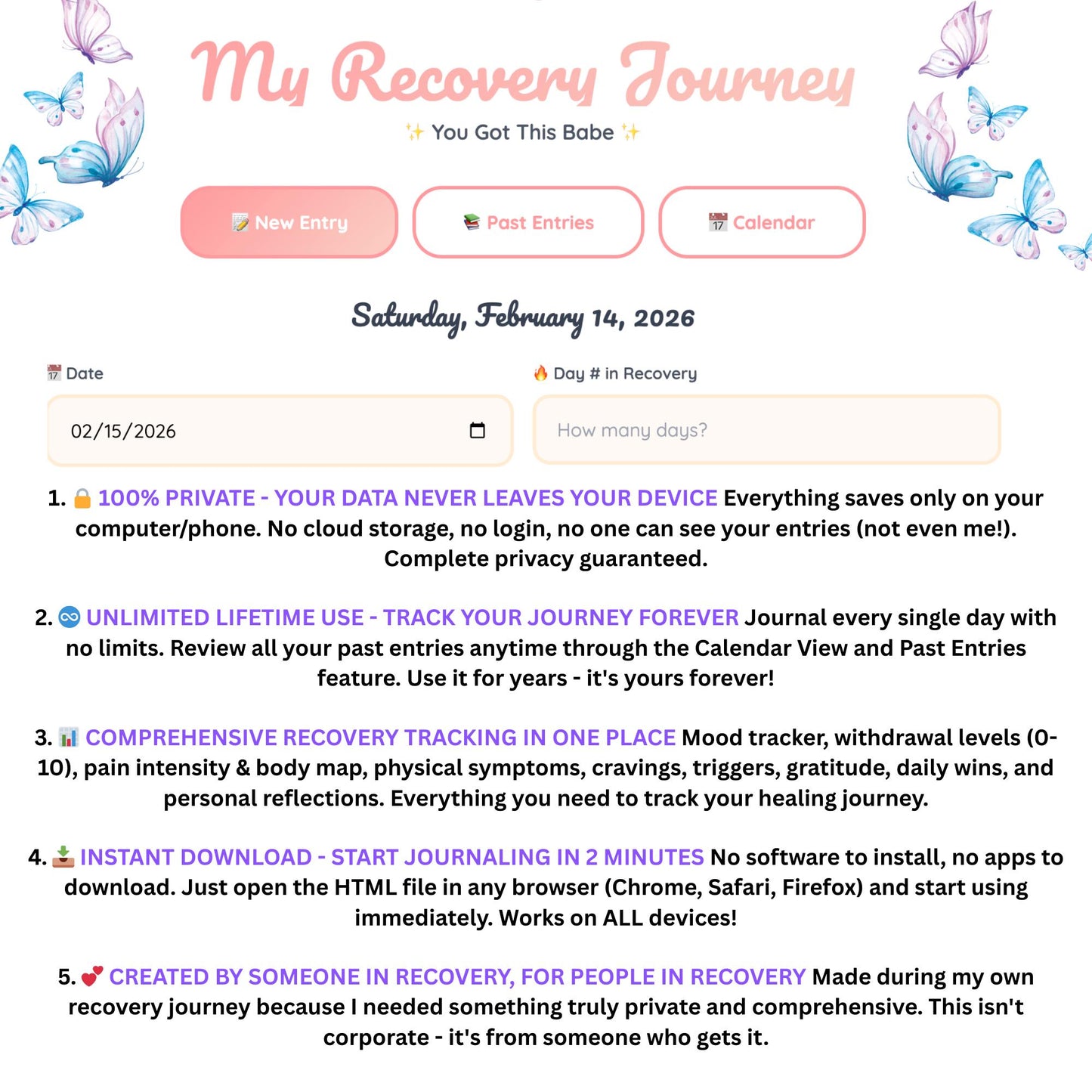 My Recovery Journey Digital Journal