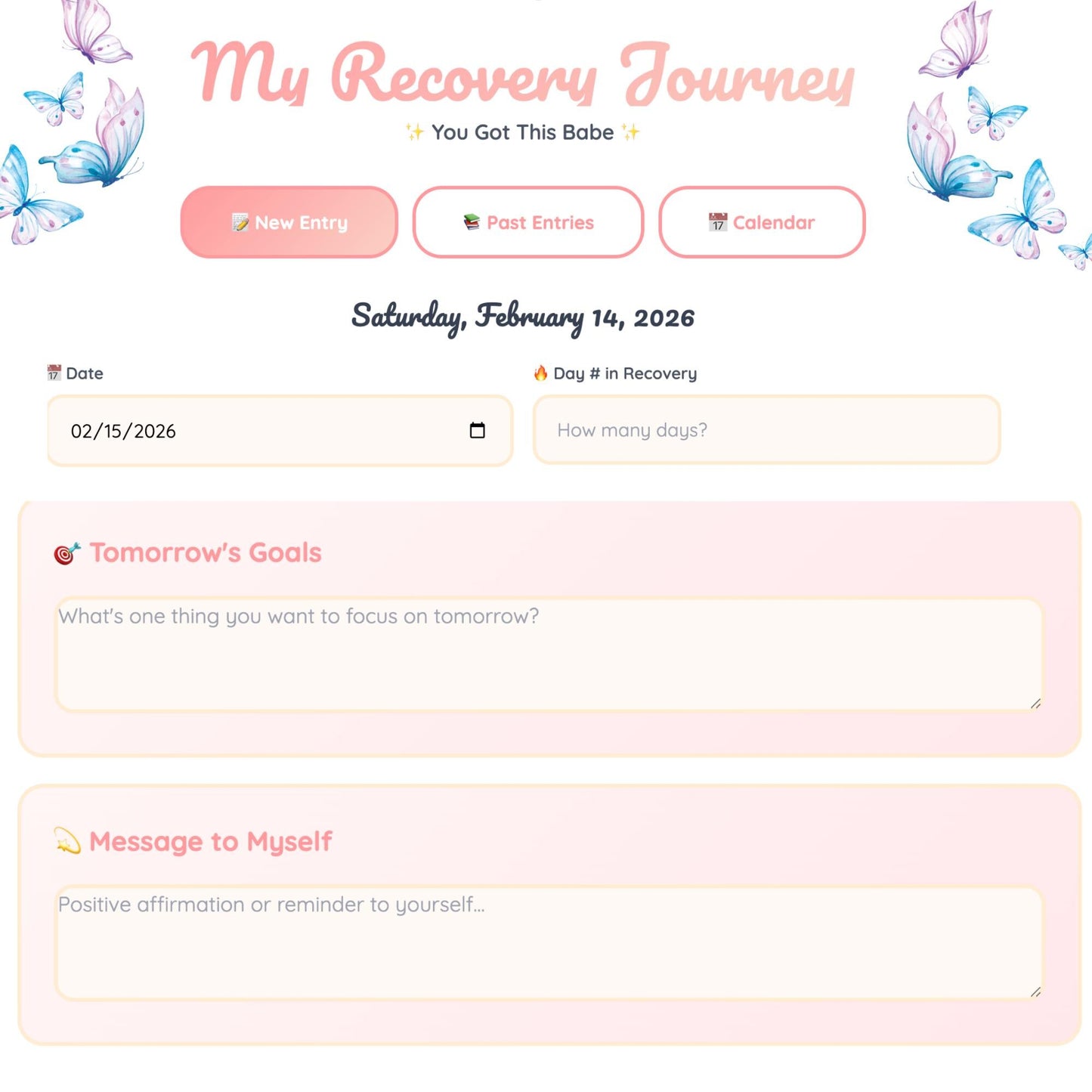 My Recovery Journey Digital Journal