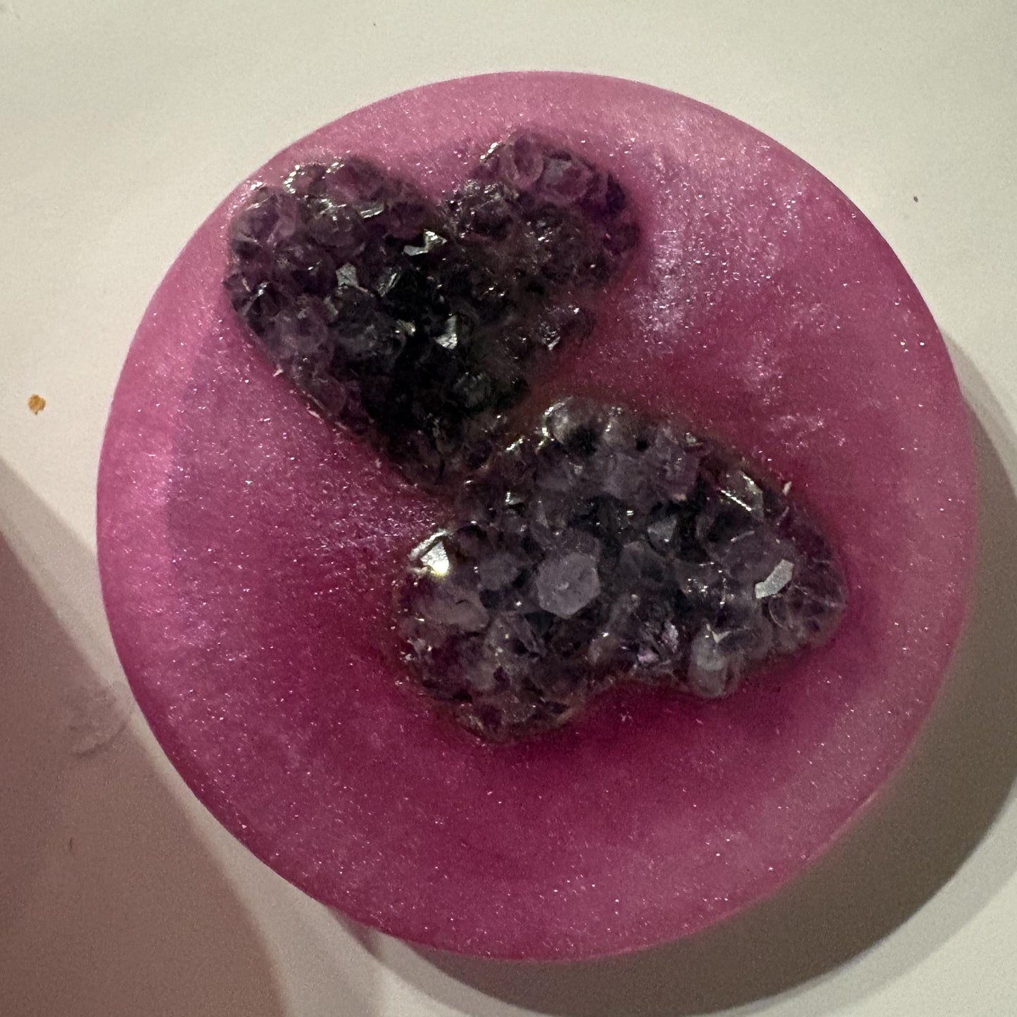 Amethyst Crystal Resin Bowl with Lid | Handmade Pink Trinket Box