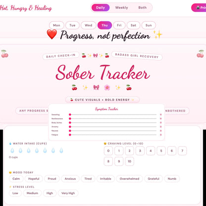 Sober Tracker Cherries - Daily & Weekly Printouts