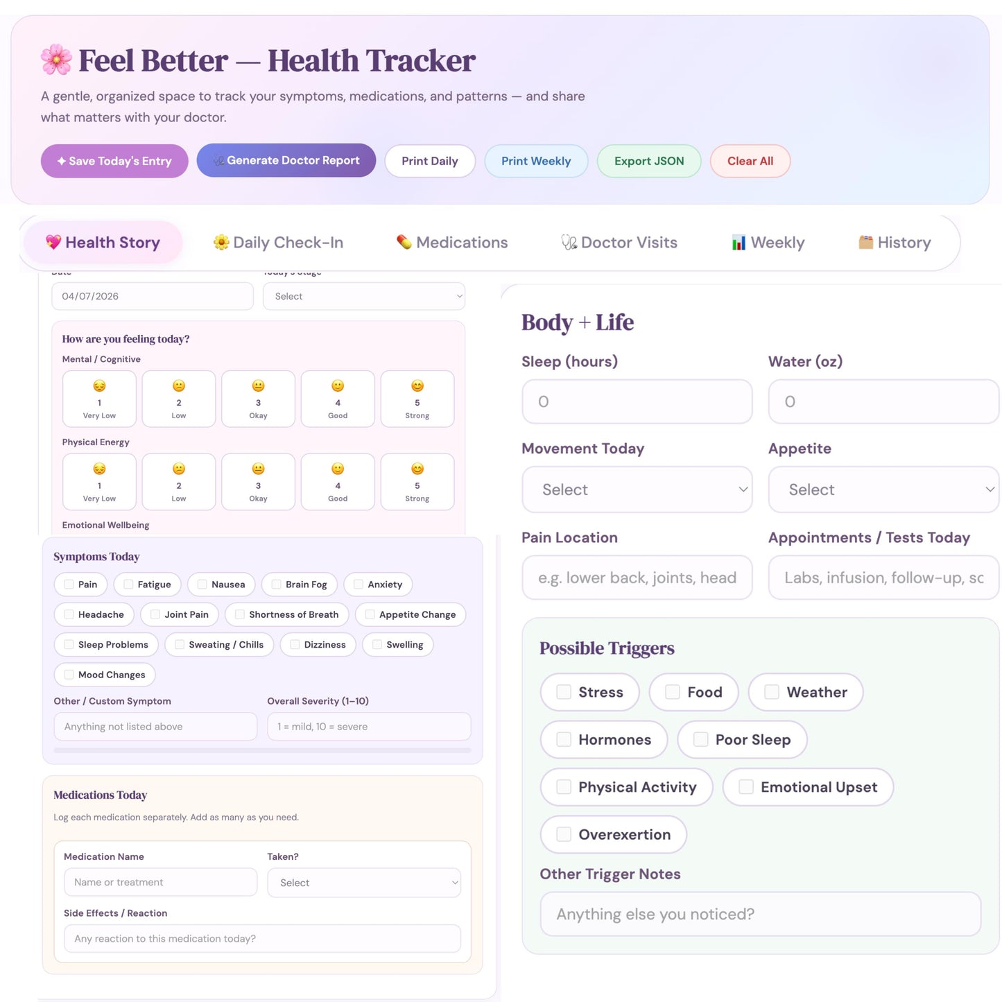 Chronic Illness Tracker | Symptom Log, Medication, Doctor Visit Journal (Digital Download)