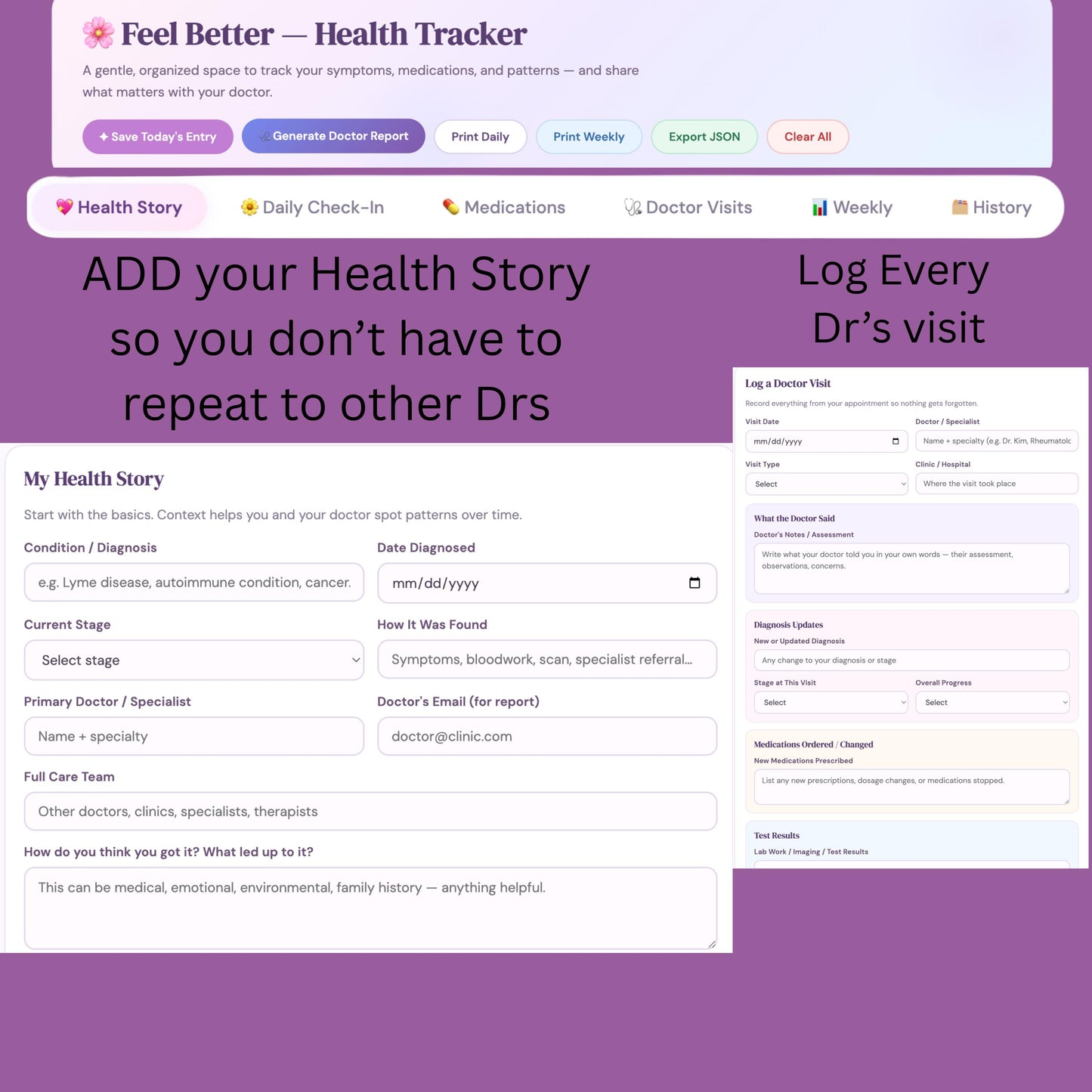 Chronic Illness Tracker | Symptom Log, Medication, Doctor Visit Journal (Digital Download)