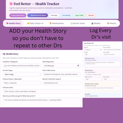 Chronic Illness Tracker | Symptom Log, Medication, Doctor Visit Journal (Digital Download)