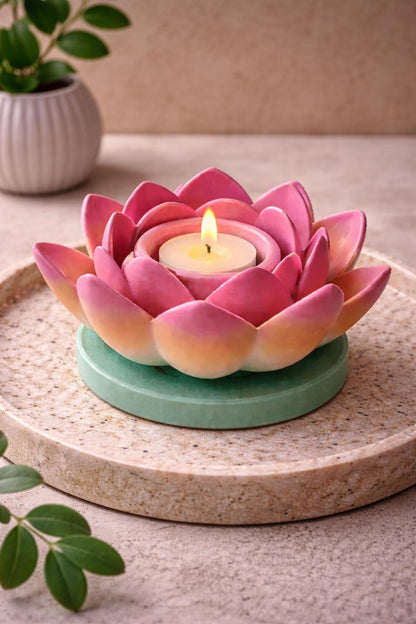 3D Printed Lotus Flower Tealight Holder with Flameless LED Candle