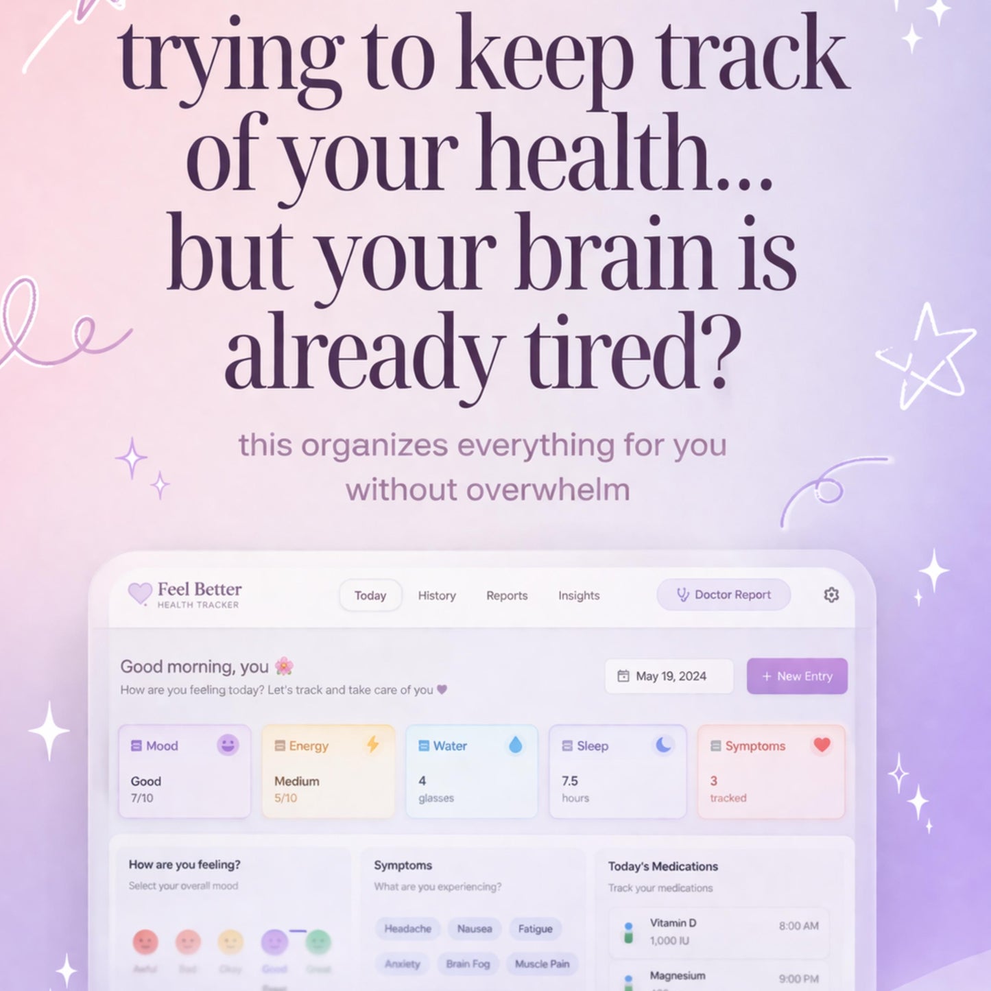 Chronic Illness Tracker | Symptom Log, Medication, Doctor Visit Journal (Digital Download)