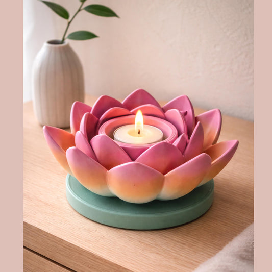 3D Printed Lotus Flower Tealight Holder with Flameless LED Candle