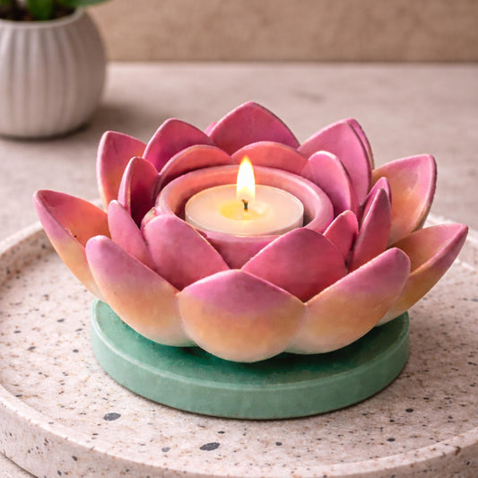 3D Printed Lotus Flower Tealight Holder with Flameless LED Candle
