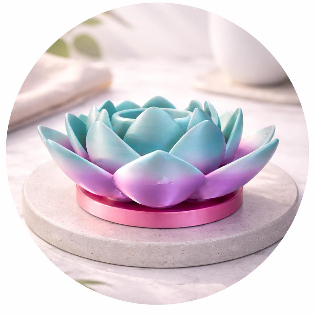 3D Printed Lotus Flower Tealight Holder with Flameless LED Candle