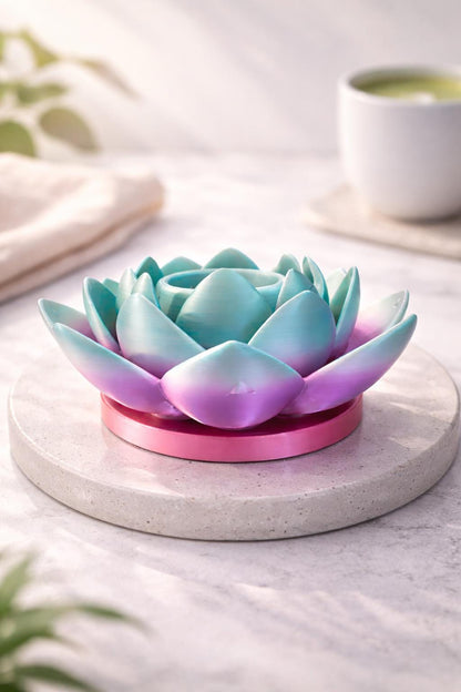 3D Printed Lotus Flower Tealight Holder with Flameless LED Candle