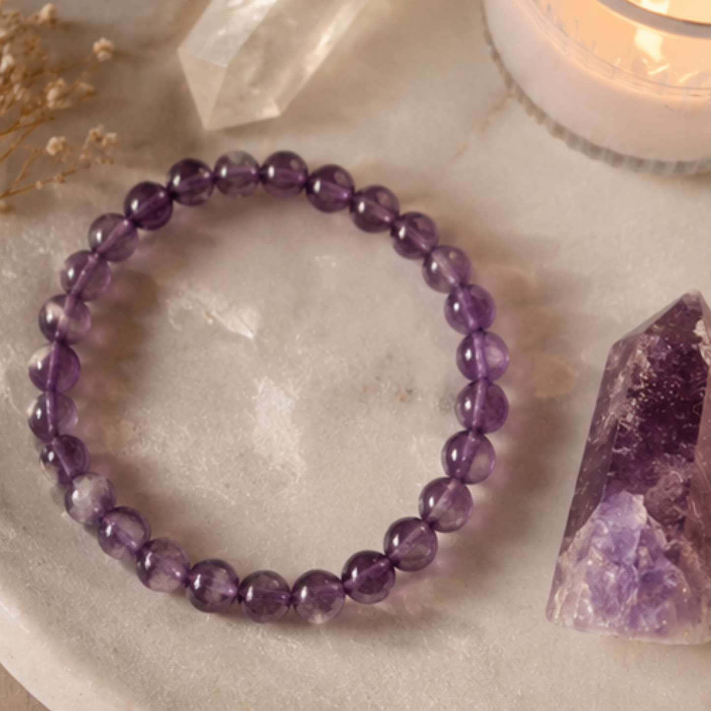 Amethyst Crystal Bracelet • 6mm