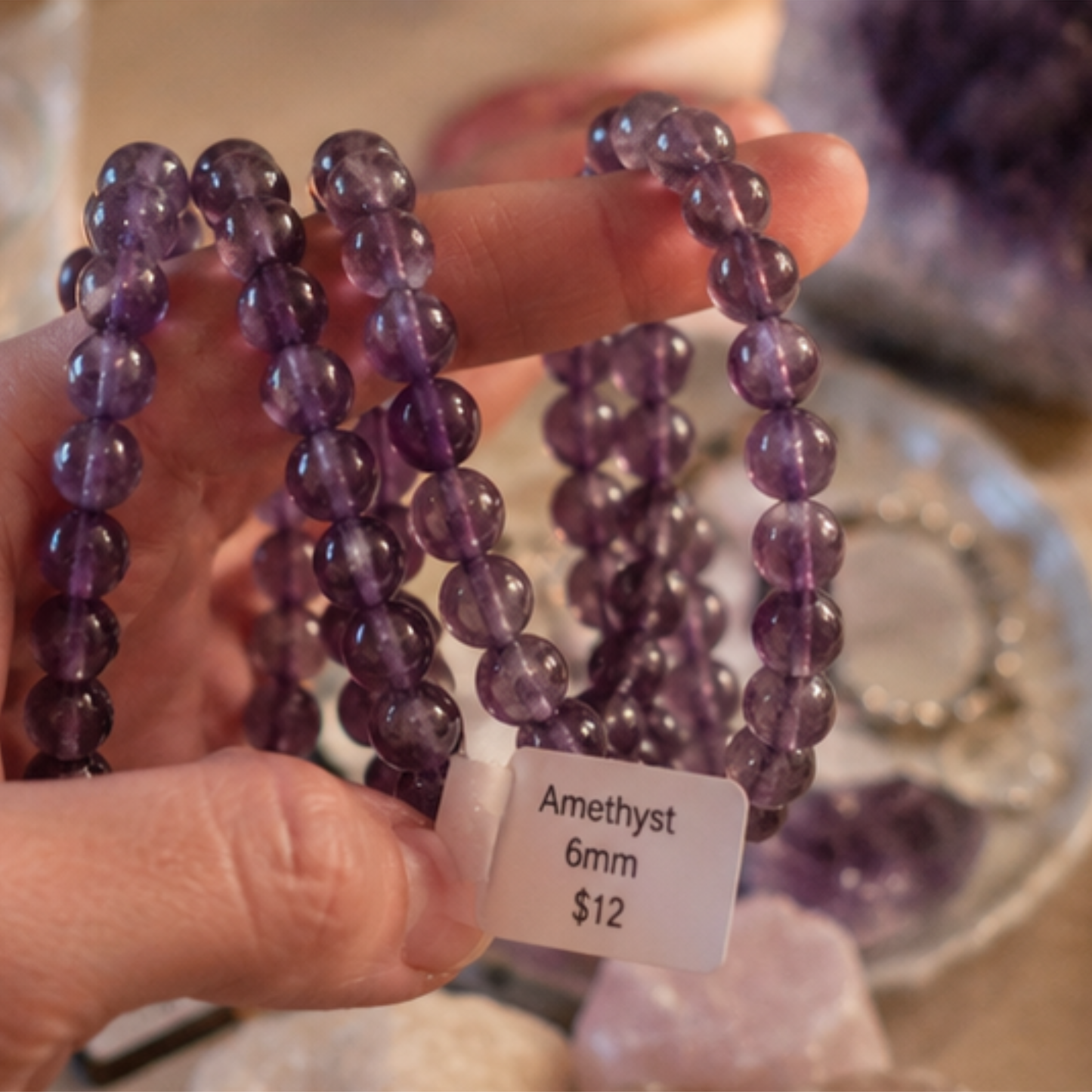 Amethyst Crystal Bracelet • 6mm